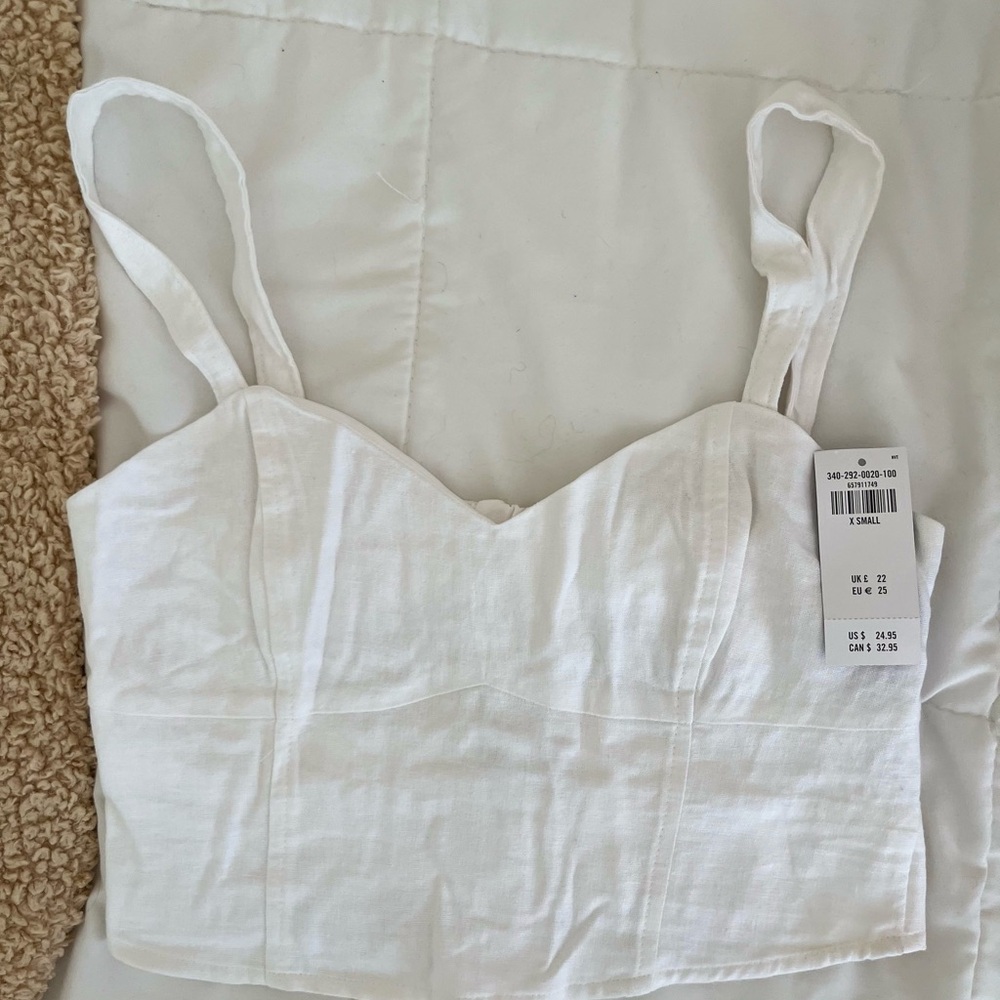 Hollister White Linen Crop Top